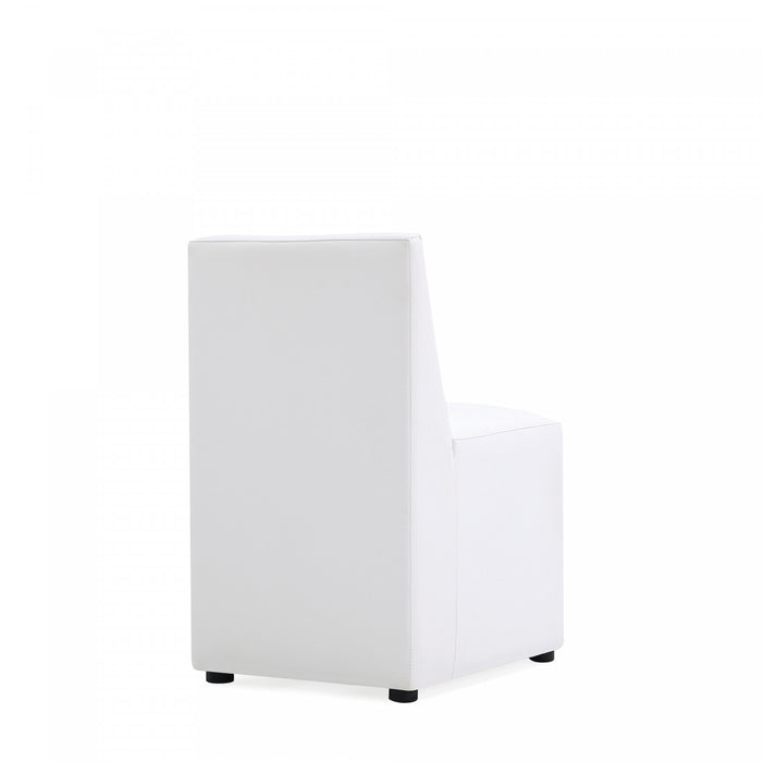 Anna Square Modern Vegan Leather Dining Chair in White - Set of 2