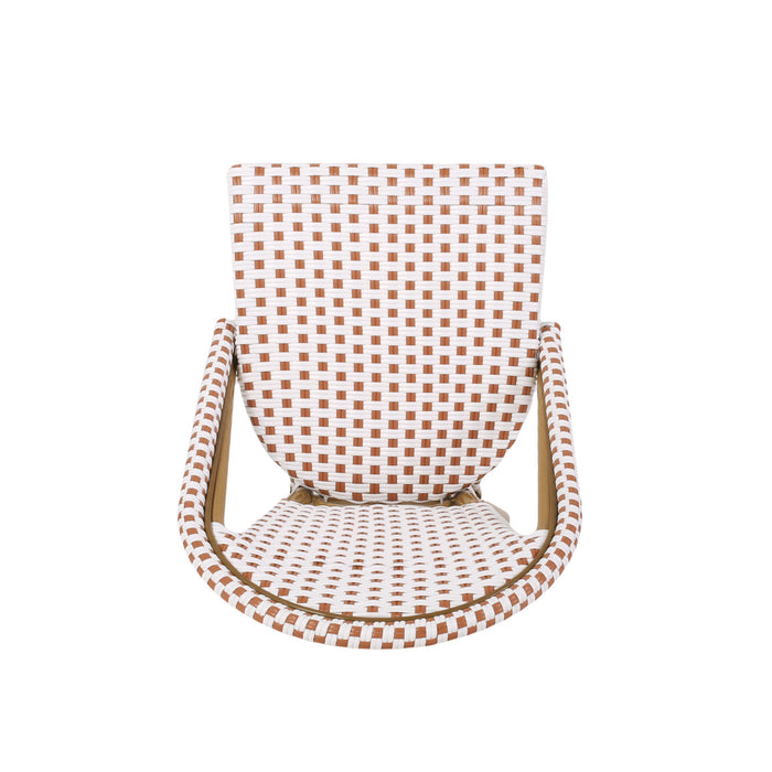 Julien Faux Ratten and Aluminum French Bistro Chairs, Set of 2 - White and Red