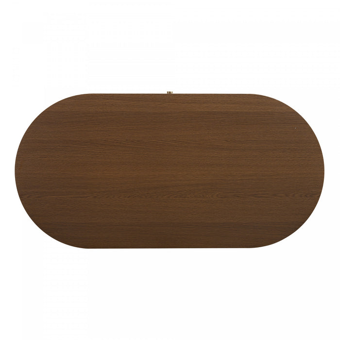 Grain 39.3 Inch Walnut Coffee Table with Roll-Up Door and Acrylic Drawer, Walnut
