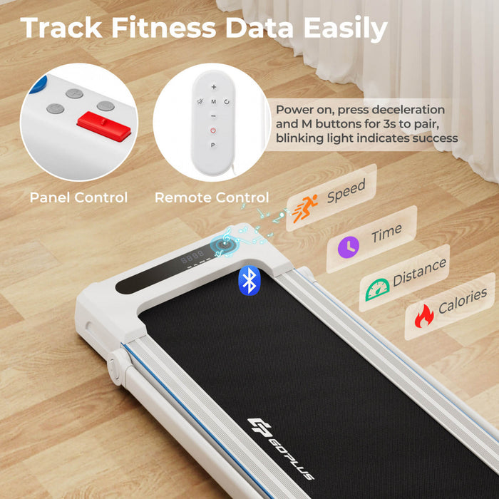 Goplus 2.25hp 3-in-1 Folding Treadmill W/table Speaker Remote Home Office White