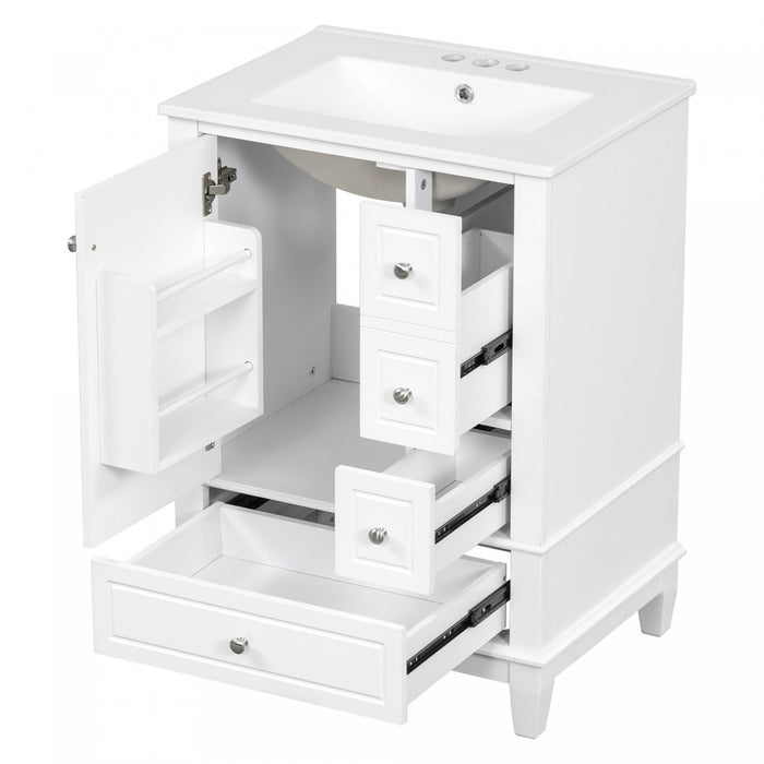 Sophia 24\" Bathroom Vanity with Ceramic Sink, White