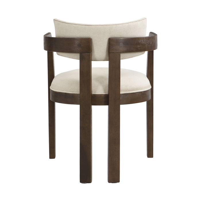 Evelyn Rubberwood Dining Chair with Armrests and Upholstery Seating Set of 2,Walnut