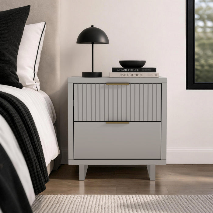 Elara Contemporary 18\" Solid Wood Nightstand in Light Gray (2-Drawer)