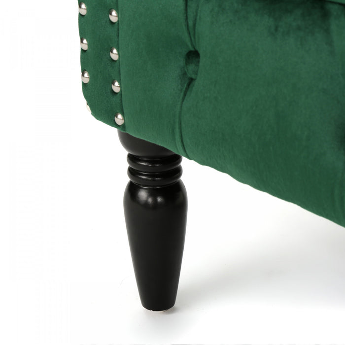 Vivian Solid Wood Rolled Arms Velvet Loveseat,Emerald