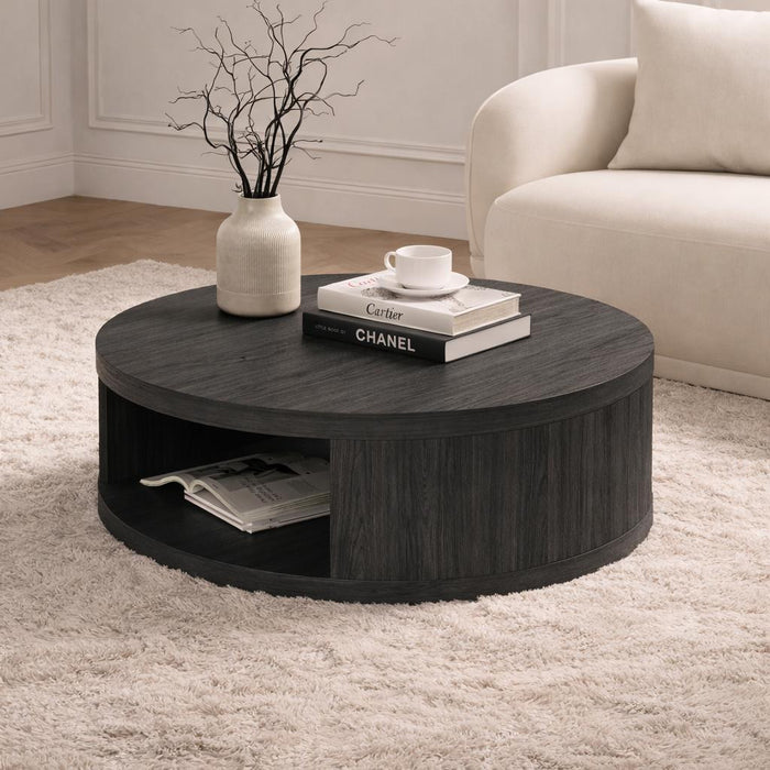 Alure Contemporary 36\" Round Coffee Table in Charcoal