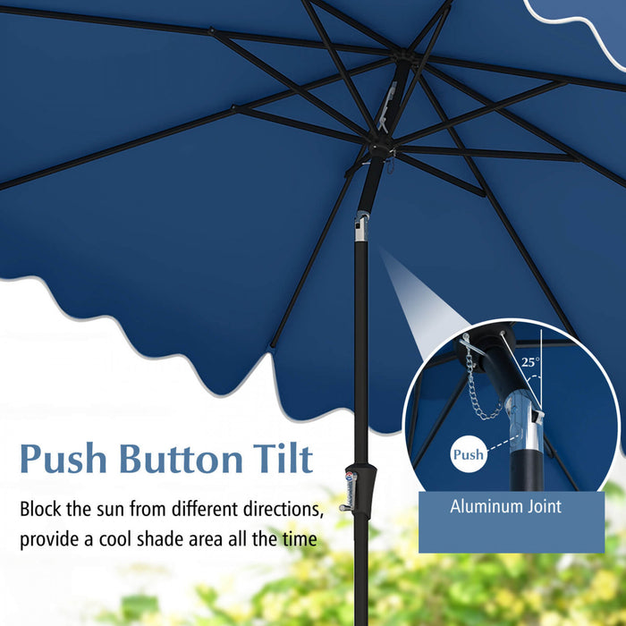 Costway 9 FT Patio Umbrella 2-Tier Market Table Umbrella with Sun-Protective Canopy Navy