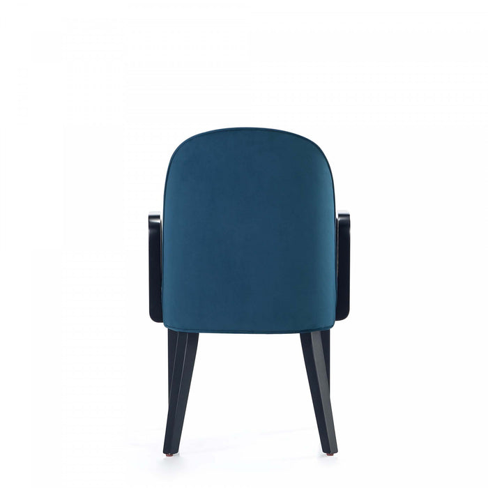 Hillman Modern Wood Upholstered Armchair in Blue - Set of 2 Dining Chair