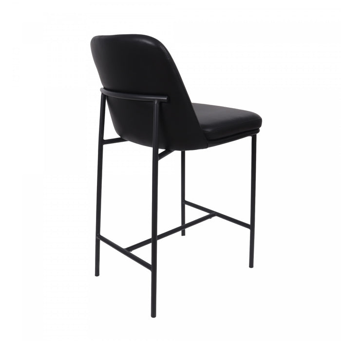 Loft Contemporary Vegan Leather Metal Counter Stool in Black - Set of 2