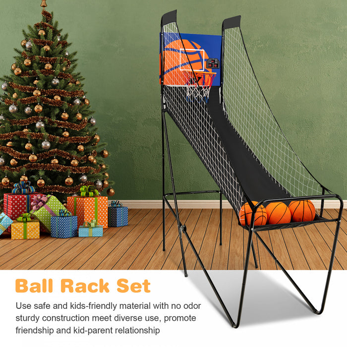 Costway Foldable Single Shot Basketball Arcade Game W/electronic Scorer 3 Basketballs
