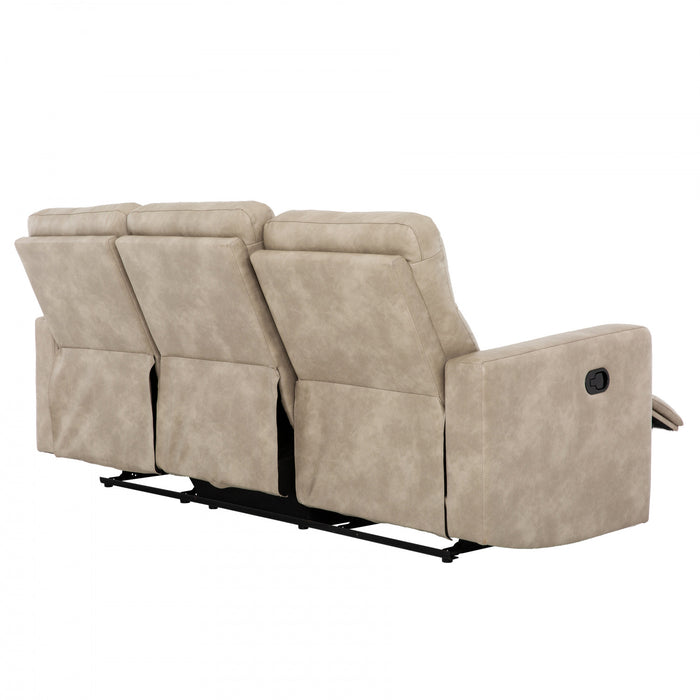 Denton 81 in. Faux Leather Manual Reclining Sofa - Taupe