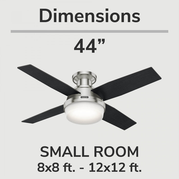 Dempsey Low Profile Ceiling Fan with Light Fixture - Grey