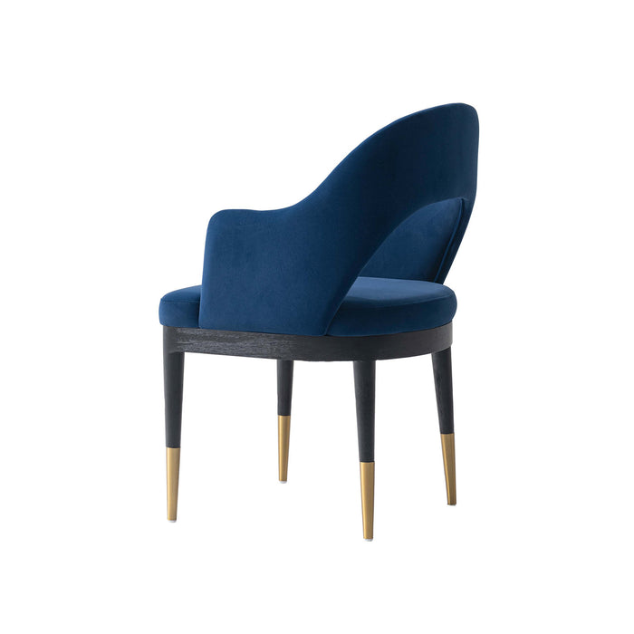 Carrington Modern Glam Upholstered Velvet Armchair in Midnight Blue - Set of 2