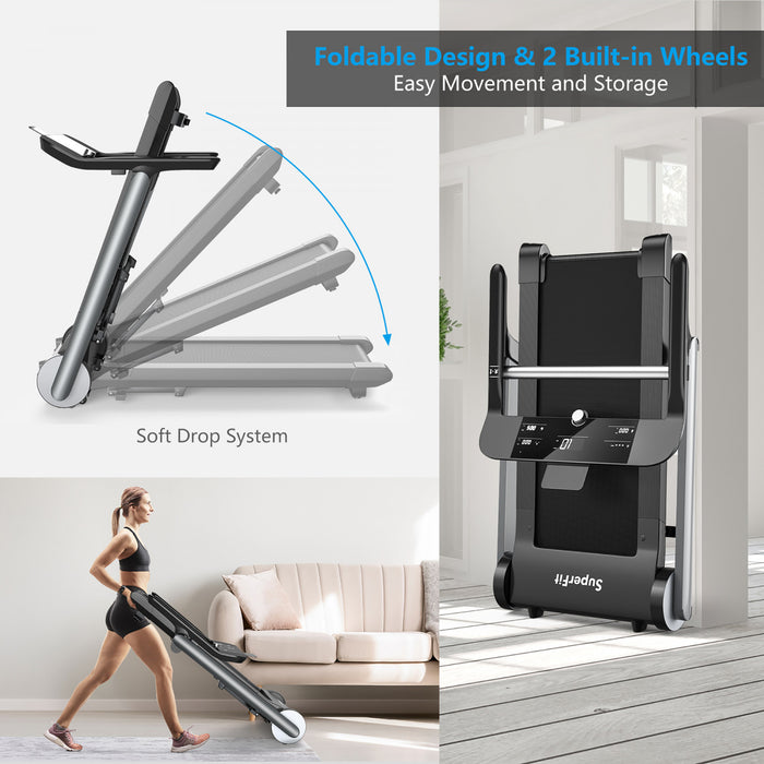 Superfit Folding Electric Treadmill Jogging Machine Bluetooth 10 Preset Programs