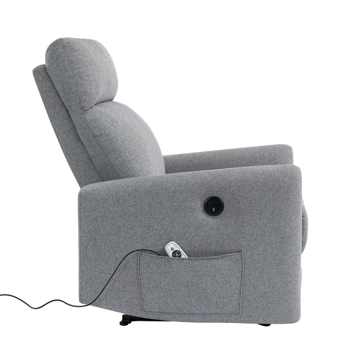 DHP Kai Linen Power Recliner Accent Chair with Massage and Heat - Dark Grey
