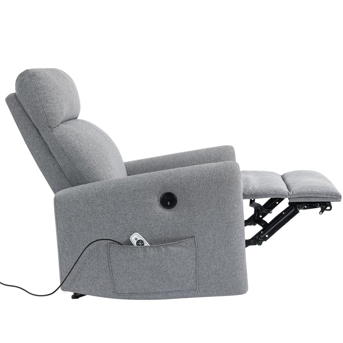 DHP Kai Linen Power Recliner Accent Chair with Massage and Heat - Dark Grey