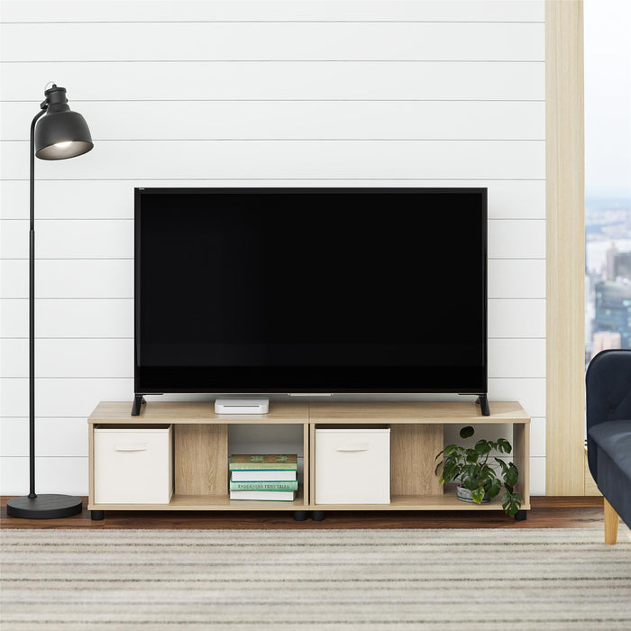 Ameriwood Home Mainstays Adjustable Side-by-Side or Stacking TV Stand for TVs up to 70\" - Natural