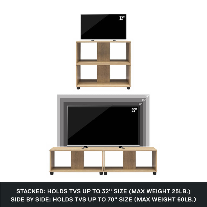 Ameriwood Home Mainstays Adjustable Side-by-Side or Stacking TV Stand for TVs up to 70\" - Natural