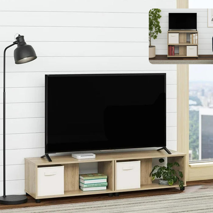 Ameriwood Home Mainstays Adjustable Side-by-Side or Stacking TV Stand for TVs up to 70\" - Natural