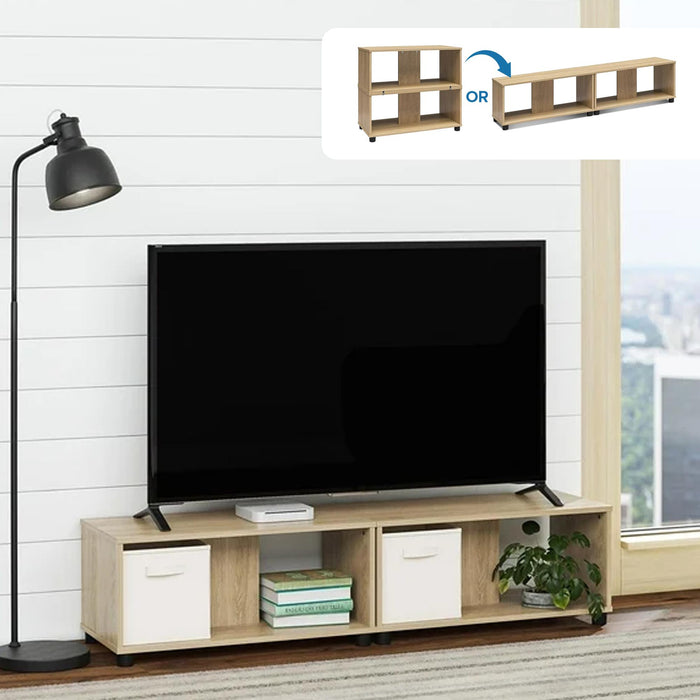 Ameriwood Home Mainstays Adjustable Side-by-Side or Stacking TV Stand for TVs up to 70\" - Natural