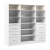 Bestar Florence 85\" Modular Reach-In/Walk-In Closet System with LED Lights and Storage - White