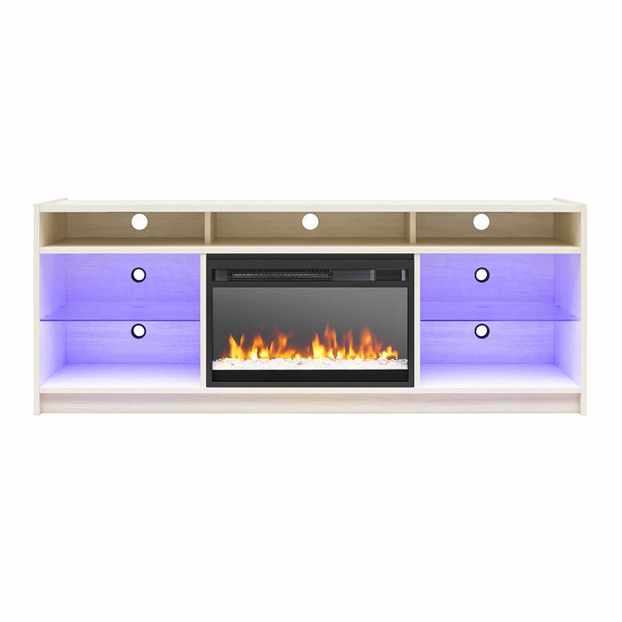 Ameriwood Home Luna Electric Fireplace TV Stand for TVs up to 65\" - Ivory Oak