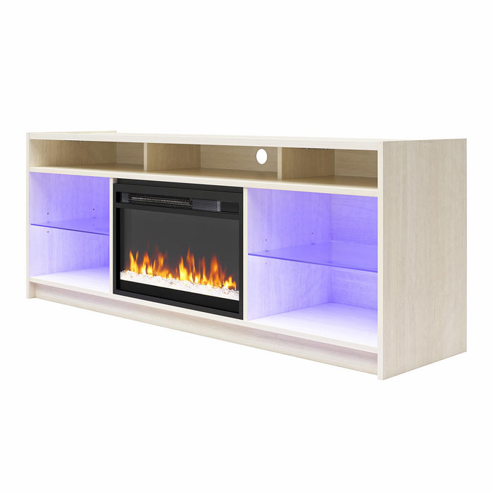 Ameriwood Home Luna Electric Fireplace TV Stand for TVs up to 65\" - Ivory Oak