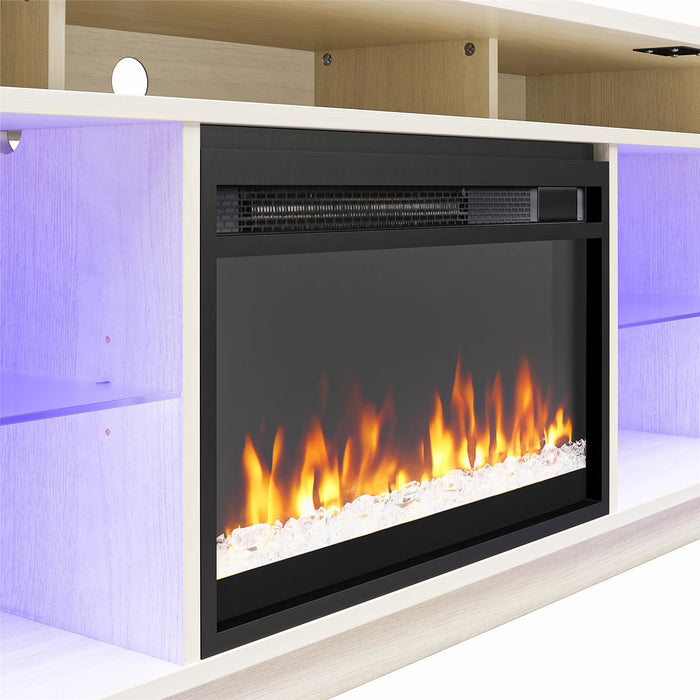 Ameriwood Home Luna Electric Fireplace TV Stand for TVs up to 65\" - Ivory Oak