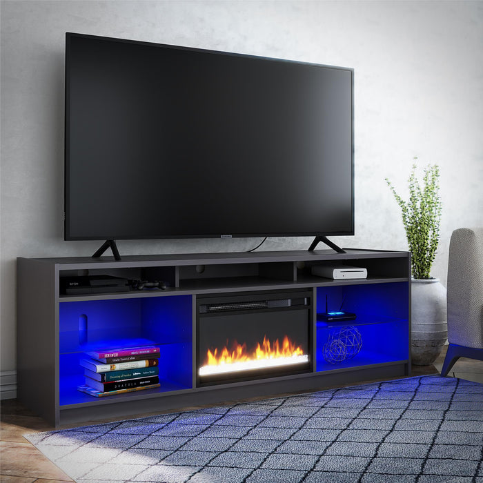 Ameriwood Home Luna Electric Fireplace TV Stand for TVs up to 65\" - Graphite Grey