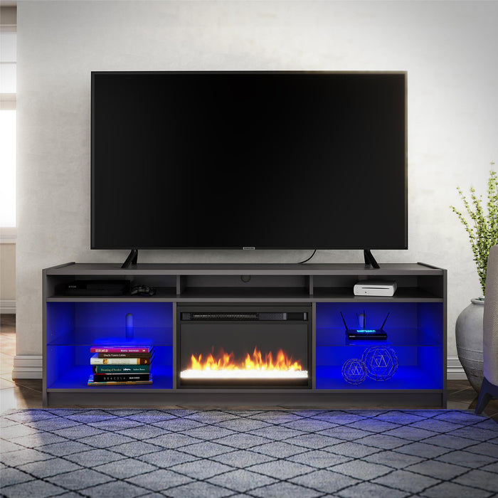 Ameriwood Home Luna Electric Fireplace TV Stand for TVs up to 65\" - Graphite Grey