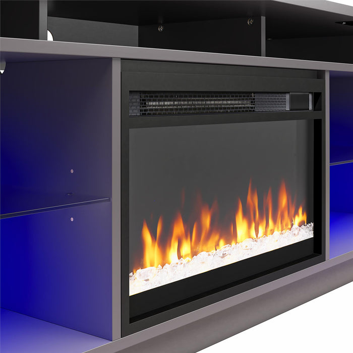 Ameriwood Home Luna Electric Fireplace TV Stand for TVs up to 65\" - Graphite Grey