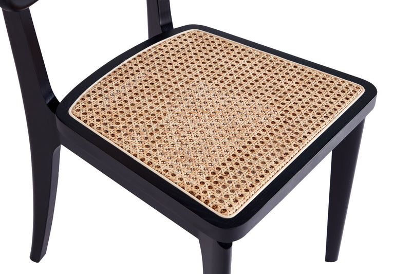 Giverny Industry Chic Wood Dining Chair in Black and Natural - Set of 4