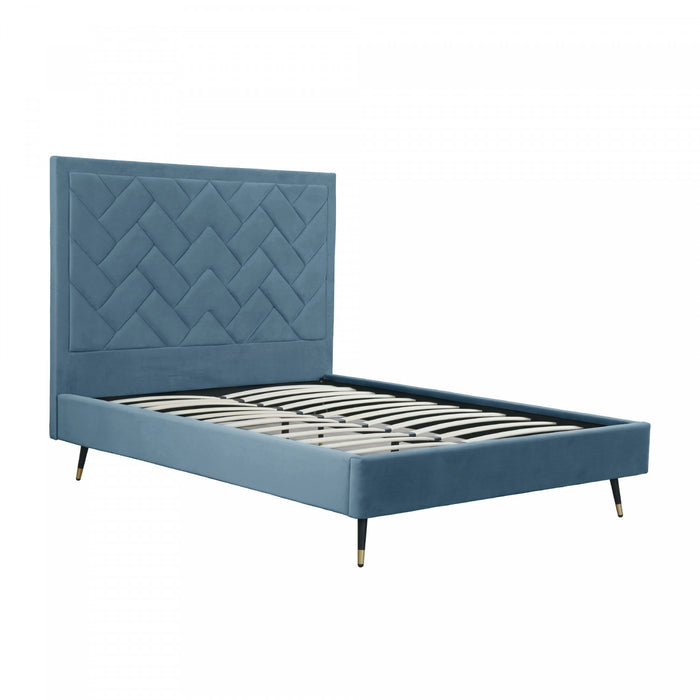 Crosby Modern Upholstered Velvet Queen Bed in Blue