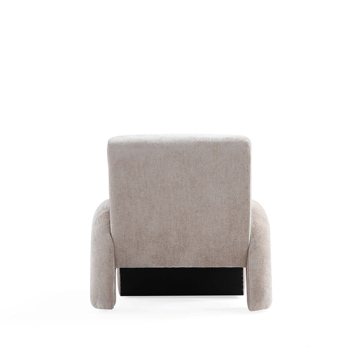 Verandah Mid-Century Modern Chenille Lounge Chair in Beige