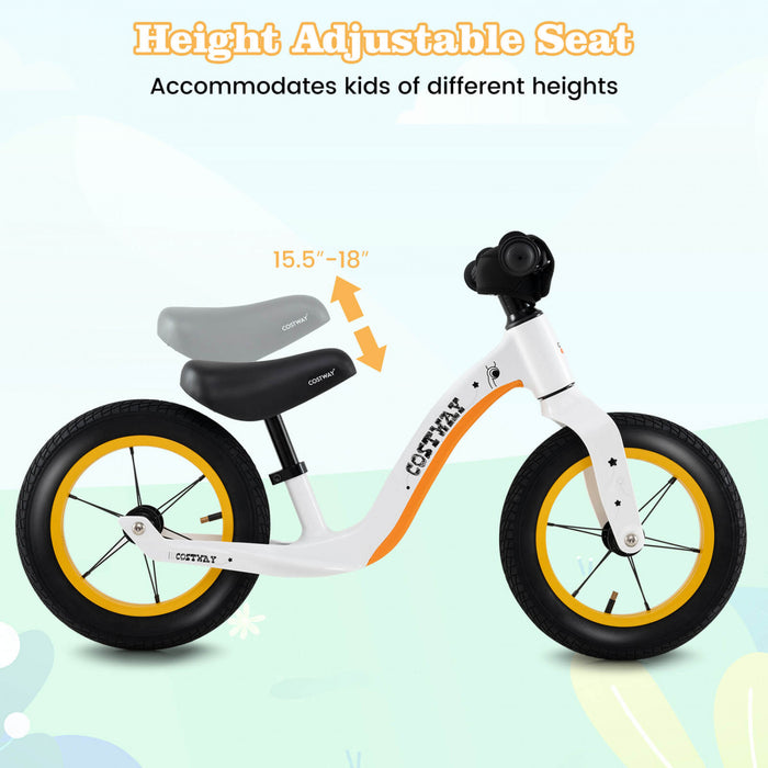 Costway 12 Inch Magnesium Toddler Balance Bike No Pedal Training Toddler Balance Bike White
