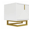 Aspect 63 Inch TV Stand with Textured Doors and Gold Legs, White | Aspect Meuble TV 63 po avec Portes Texturees et Pieds Dores, Blanc