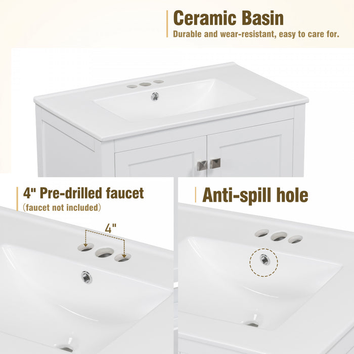Solstice 60 Inch Single Sink Bathroom Vanity with Soft-Close Doors and Drawer, White