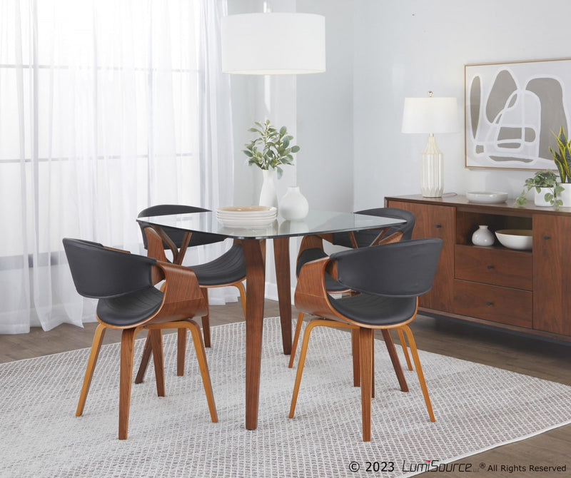 LumiSource Symphony Faux Leather Mid-Century Modern Dining Accent Chair - Walnut/Black