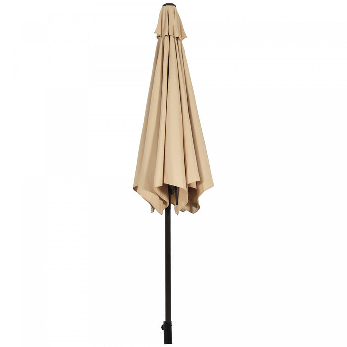 Costway 9Ft Outdoor Market Patio Table Umbrella Push Button Tilt Crank Lift Beige