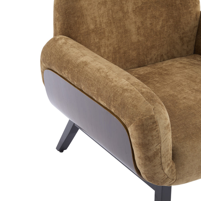 Audrey Solid Wood Ergonomic Accent Armchair with Fabric Upholstery,Khaki Accent Chair