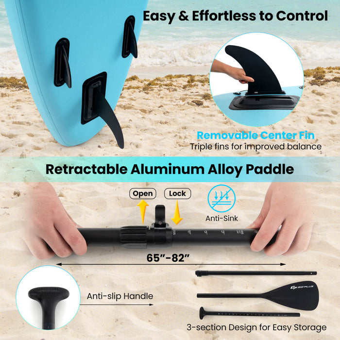 Goplus Large Inflatable Sup Board, Portable Paddle Board With 5d Rings Stand Up Paddle Board For Youth & Adult Turquoise