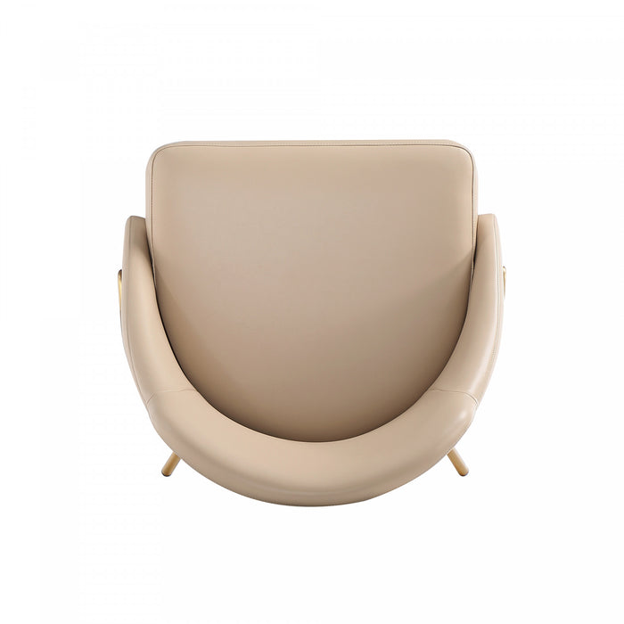 Gracie Modern Metal Vegan Leather Dining Chair in Tan and Gold