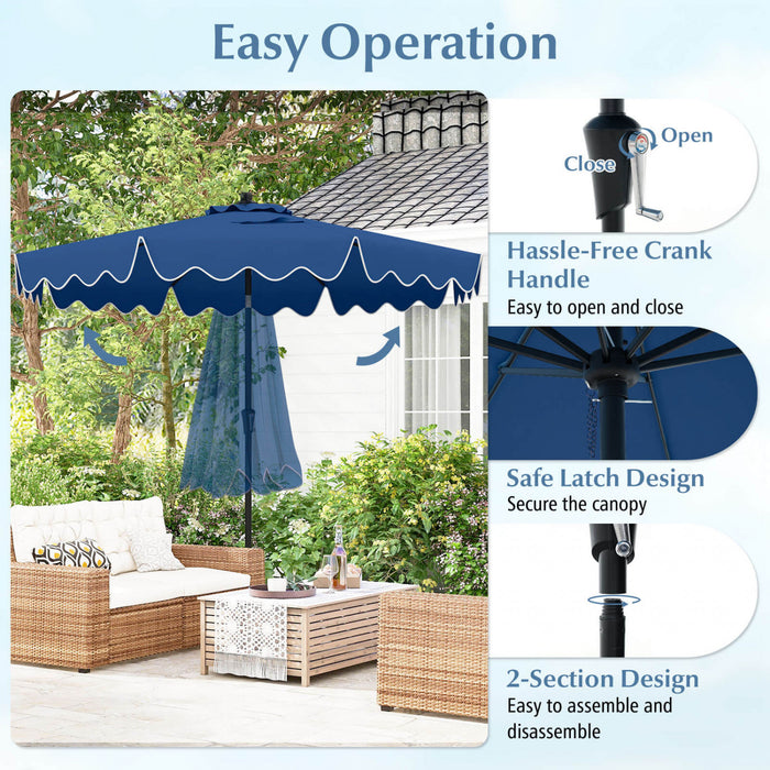 Costway 9 FT Patio Umbrella 2-Tier Market Table Umbrella with Sun-Protective Canopy Navy