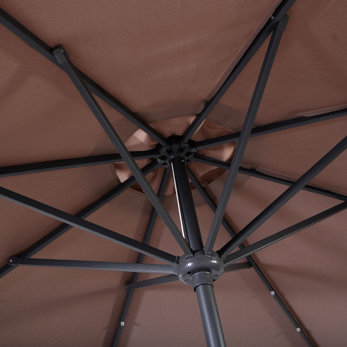 Costway 10ft Patio Solar Umbrella LED Patio Market Steel Tilt w/ Crank Outdoor Tan