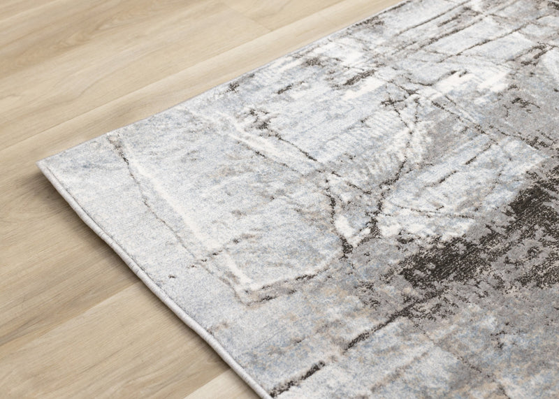 Hadley Grey Taupe Blue Distressed Design Rug, 5'3\" x 7'7\" Indoor Area Rug