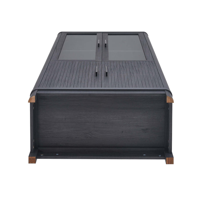 Jodie Mid-Century Modern 31\" Bookcase Cabinet in Charcoal Gray (6-Shelf) - Set of 3