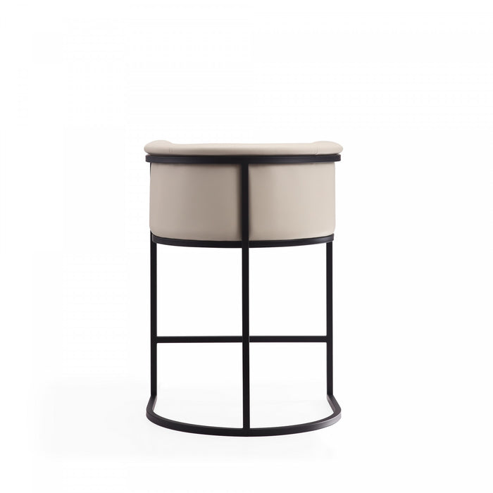 Cosmopolitan Mid-Century Modern Metal Upholstered Counter Stool in Cream - Set of 2 Bar Stool