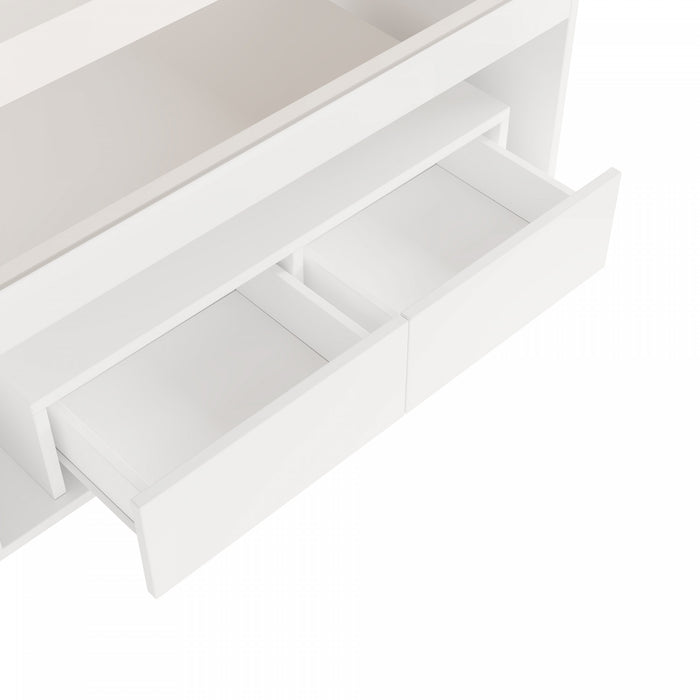 Emily Coffee Table with LED Lights and Open Storage,White