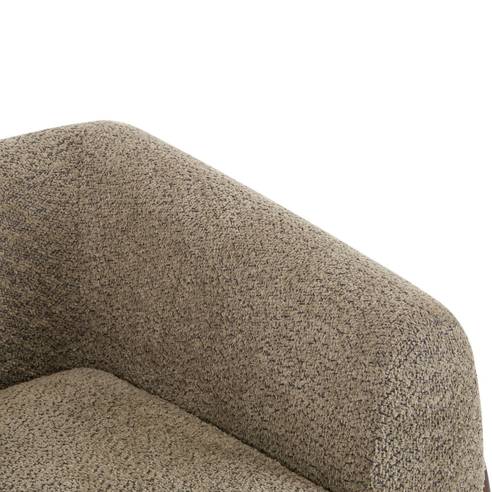 Tuxor Modern Upholstered Boucle Arm Chair with Tuxedo Design, Light Brown, Walnut