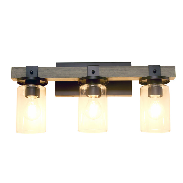Arezzo 3 Light Vanity, Clear Glass, Gray, 22\"L Lamp