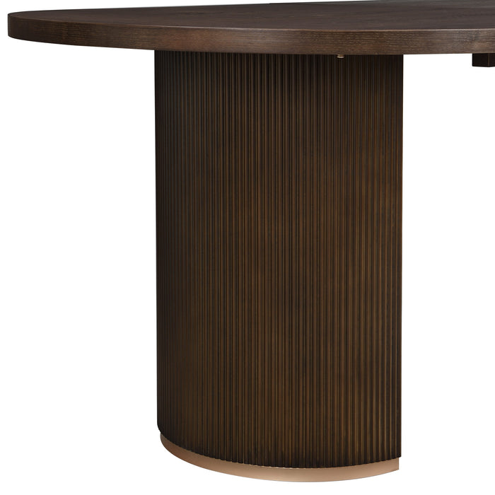 Madison Oval Solid Wood Dining Table with Double Pedestal Base,Walnut